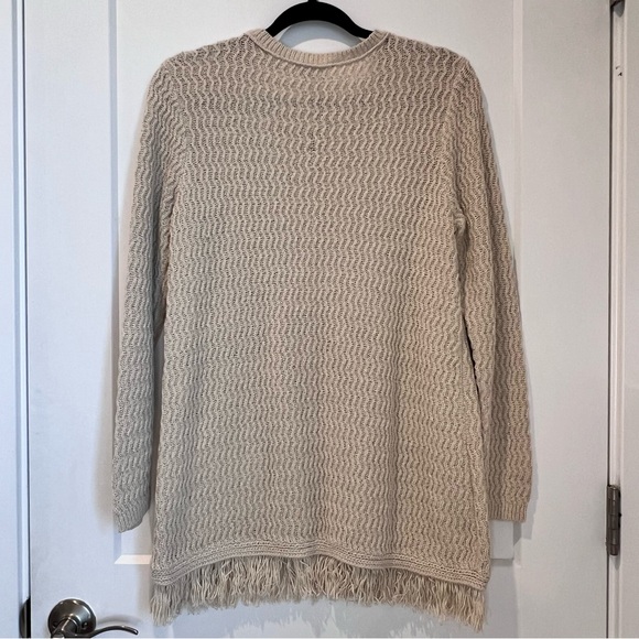 J. Jill Boho Cream Sweater Tunic with Fringe Cotton Blend Size Medium - Picture 7 of 7